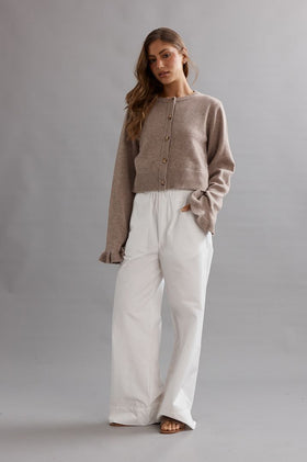 Caitlin Crisp Frilly Cropped Cardi - Walnut
