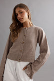 Caitlin Crisp Frilly Cropped Cardi - Walnut