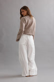 Caitlin Crisp Frilly Cropped Cardi - Walnut