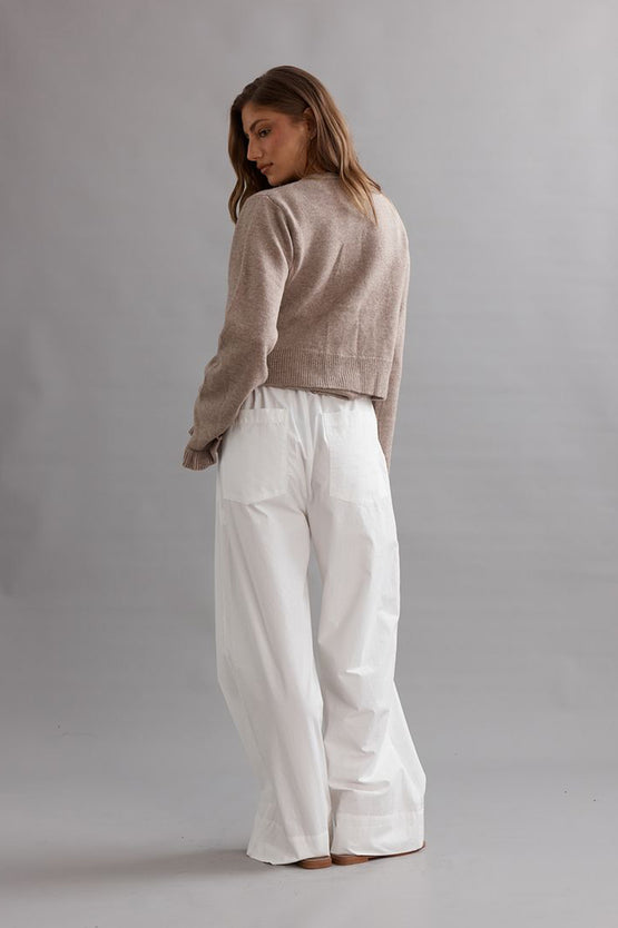 Caitlin Crisp Frilly Cropped Cardi - Walnut