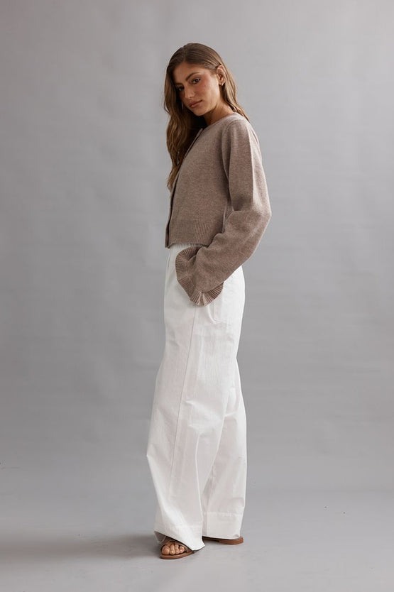Caitlin Crisp Frilly Cropped Cardi - Walnut