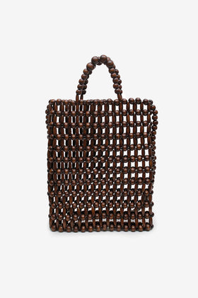 La Tribe Gia Beaded Tote Bag - Brown