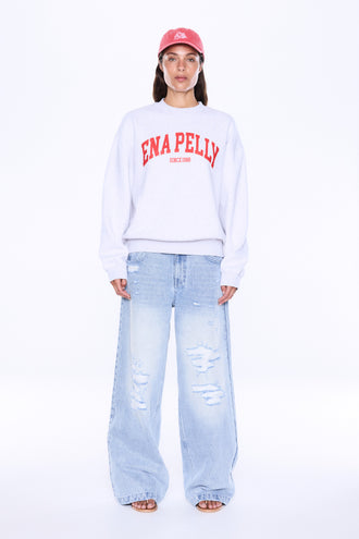 Ena Pelly Mila Oversized Sweater - White Marle