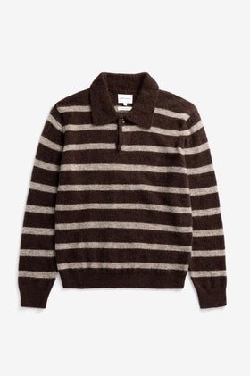 Norse Projects Gudme Baby Alpaca Stripe Polo – Delicioso Brown