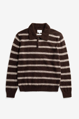 Norse Projects Gudme Baby Alpaca Stripe Polo – Delicioso Brown
