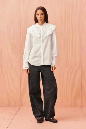 Ruby Greta Broderie Shirt - White