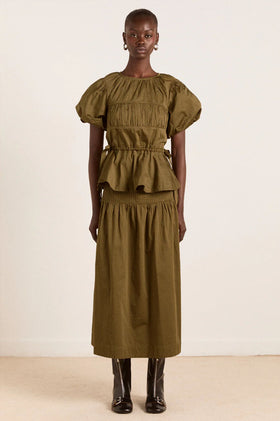 Damson Madder Hadley Blouse - Olive Satin