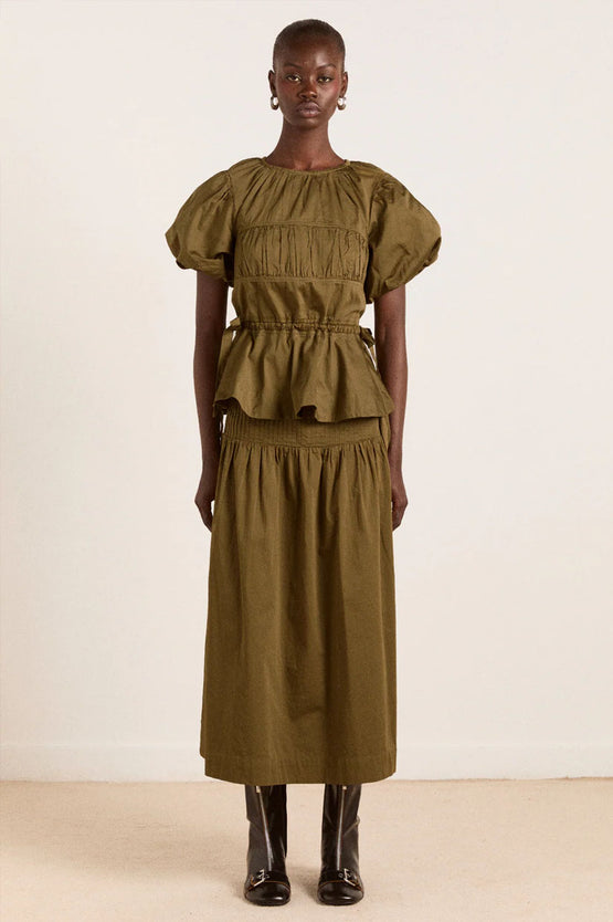 Damson Madder Hadley Blouse - Olive Satin