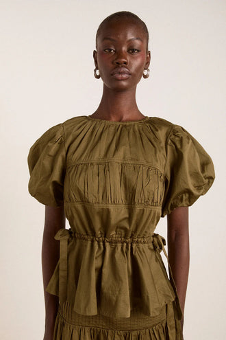Damson Madder Hadley Blouse - Olive Satin