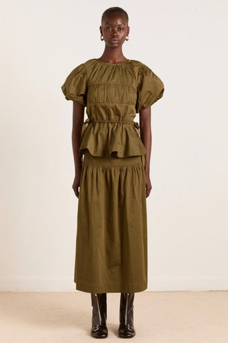 Damson Madder Hadley Blouse - Olive Satin
