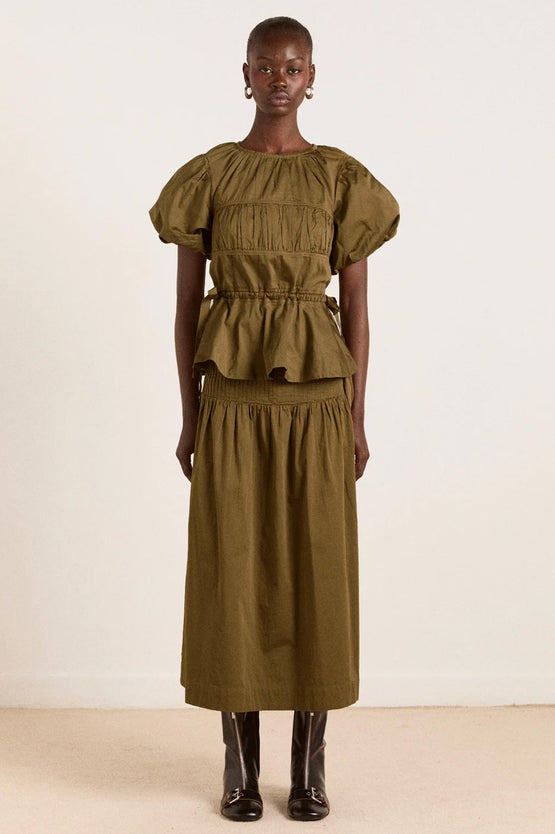 Damson Madder Hadley Blouse - Olive Satin