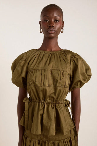 Damson Madder Hadley Blouse - Olive Satin