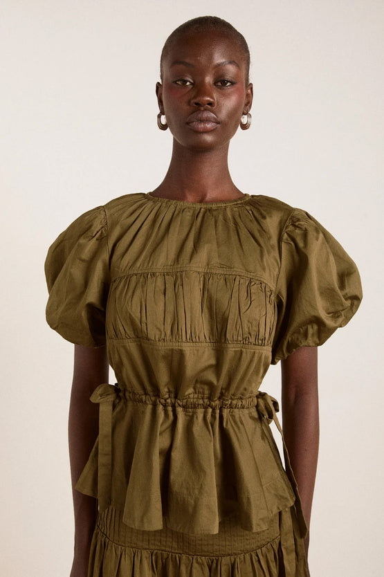 Damson Madder Hadley Blouse - Olive Satin