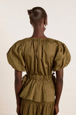 Damson Madder Hadley Blouse - Olive Satin