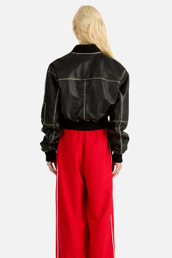 Ena Pelly Hadley Worn Leather Jacket - Black