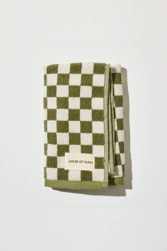 House Of Nunu Hand Towel - Olive Green Check