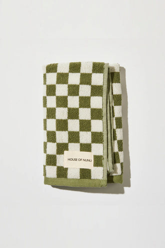 House Of Nunu Hand Towel - Olive Green Check