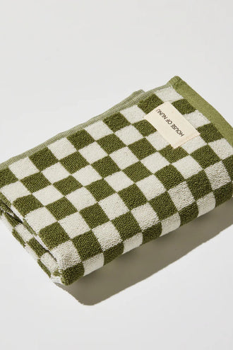 House Of Nunu Hand Towel - Olive Green Check