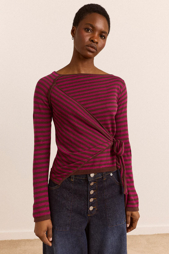 Damson Madder Hannie Tie Jumper - Stripe