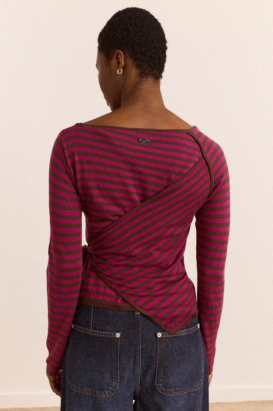 Damson Madder Hannie Tie Jumper - Stripe