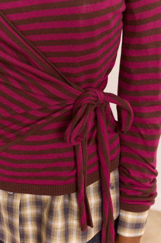 Damson Madder Hannie Tie Jumper - Stripe