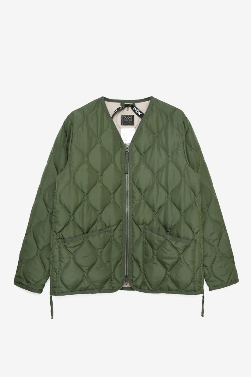 Taion Military V Neck Hard Shell Jacket - Olive