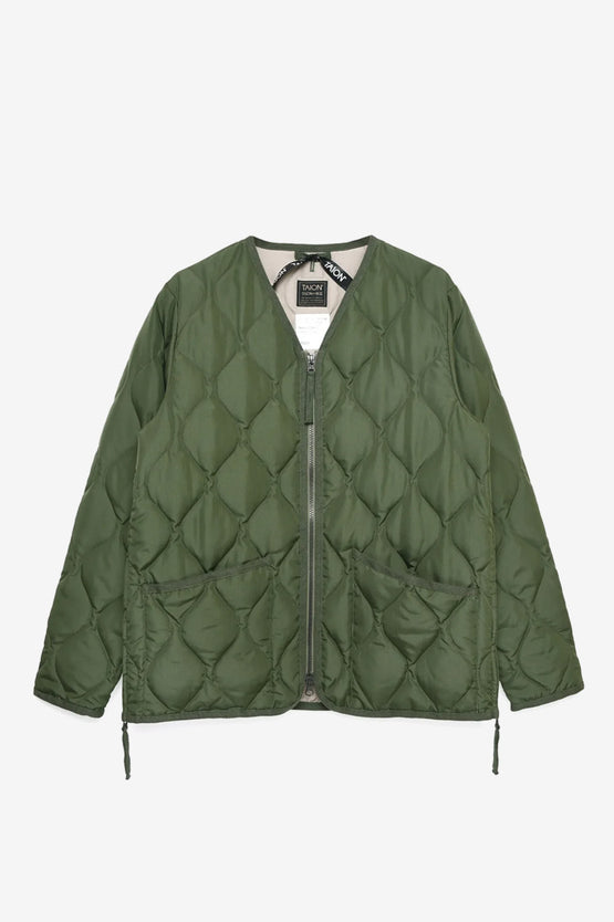 Taion Military V Neck Hard Shell Jacket - Olive