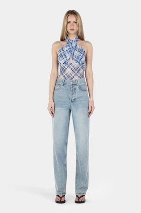 Ownley Harmony Crossover Top - Sky Plaid
