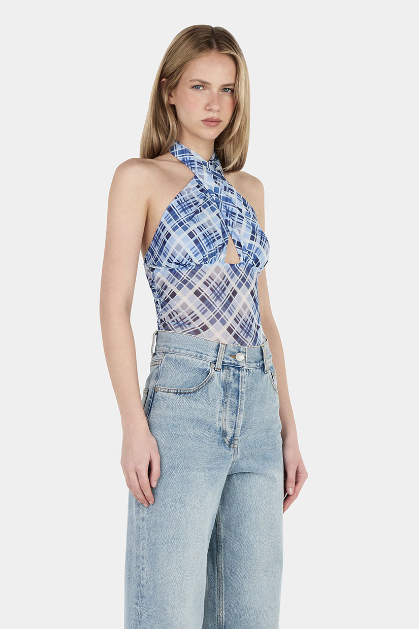 Ownley Harmony Crossover Top - Sky Plaid
