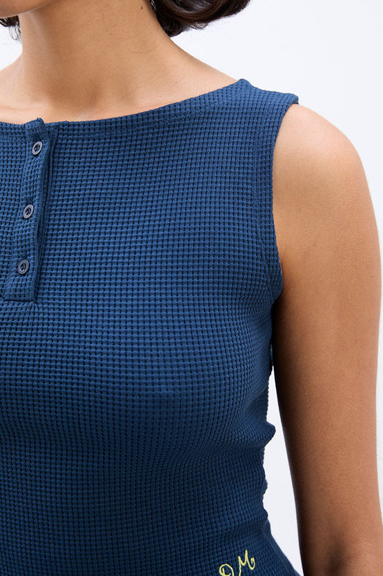 Damson Madder Hattie Waffle Cami - Navy/Yellow