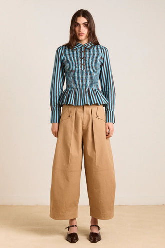 Damson Madder Hazel Shirred Shirt - Blue Choc