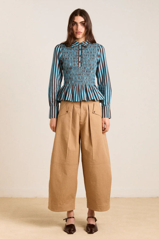 Damson Madder Hazel Shirred Shirt - Blue Choc