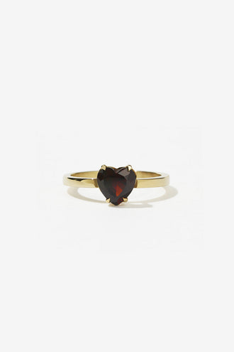 Meadowlark Heart Jewel Ring - Gold Thai Garnet