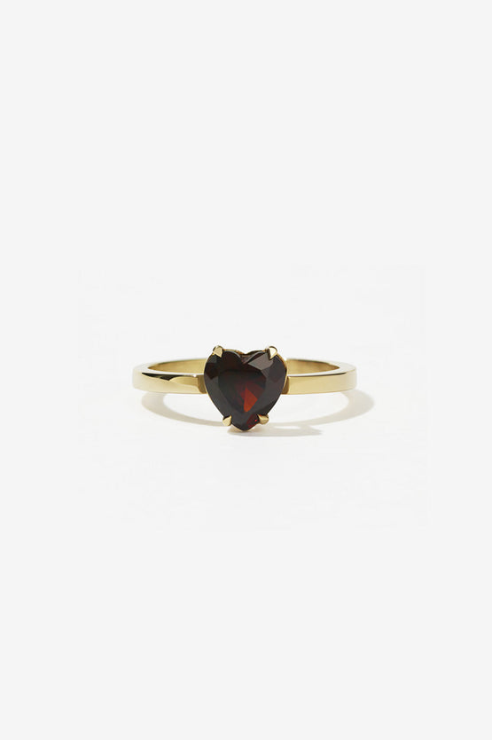 Meadowlark Heart Jewel Ring - Gold Thai Garnet