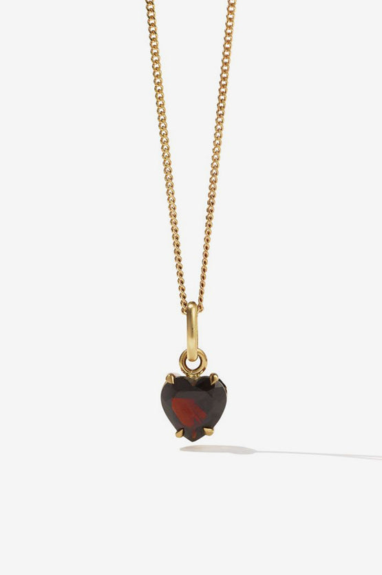 Meadowlark Heart Jewel Necklace - 23K Gold Thai Garnet