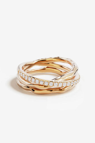 By Charlotte Entwined Hearts Statement Ring - Gold