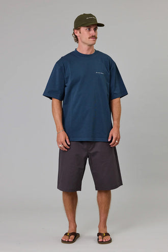 Just Another Fisherman Script Heavy Shore Tee - Navy