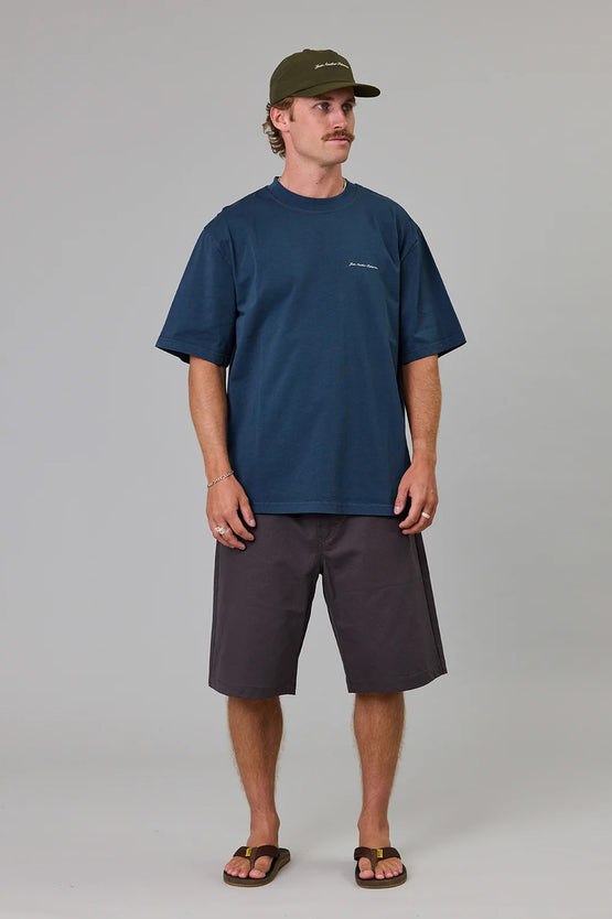 Just Another Fisherman Script Heavy Shore Tee - Navy