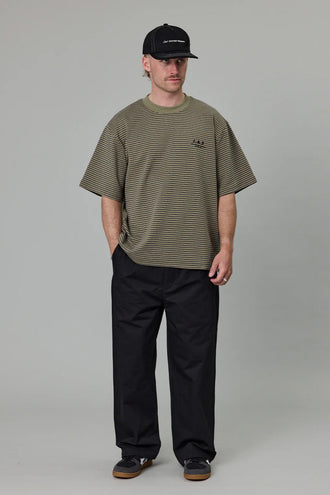Just Another Fisherman Heavy Shore Tee - Khaki Stripe