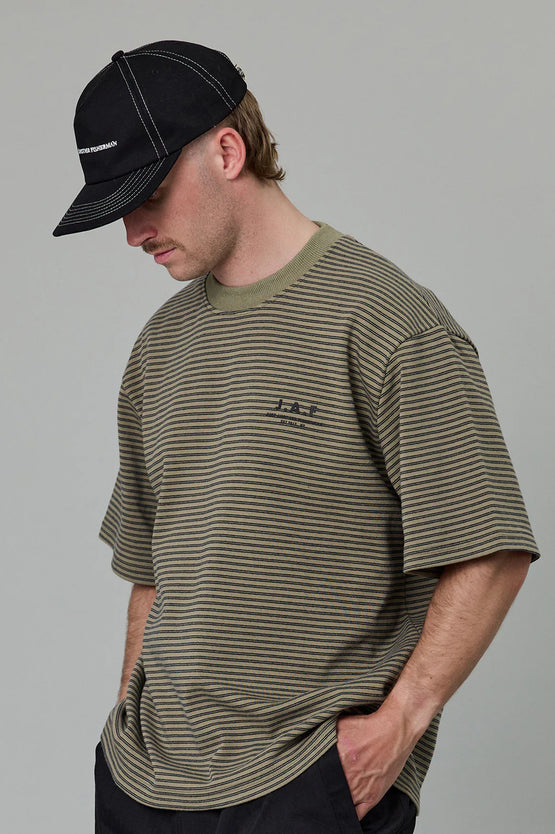 Just Another Fisherman Heavy Shore Tee - Khaki Stripe