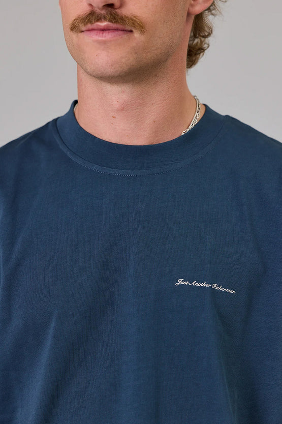 Just Another Fisherman Script Heavy Shore Tee - Navy