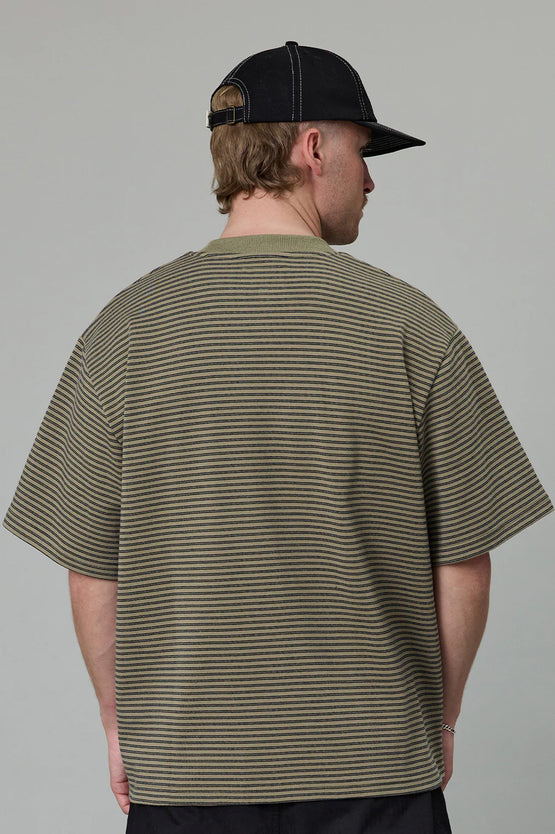 Just Another Fisherman Heavy Shore Tee - Khaki Stripe