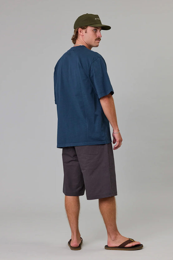 Just Another Fisherman Script Heavy Shore Tee - Navy