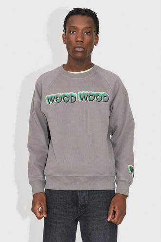 Wood Wood Hester Logo Sweat - Granite Grey