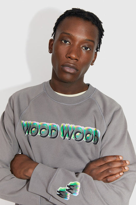 Wood Wood Hester Logo Sweat - Granite Grey