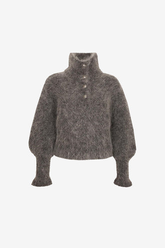 Ruby Matilda High Neck Sweater - Grey Marle