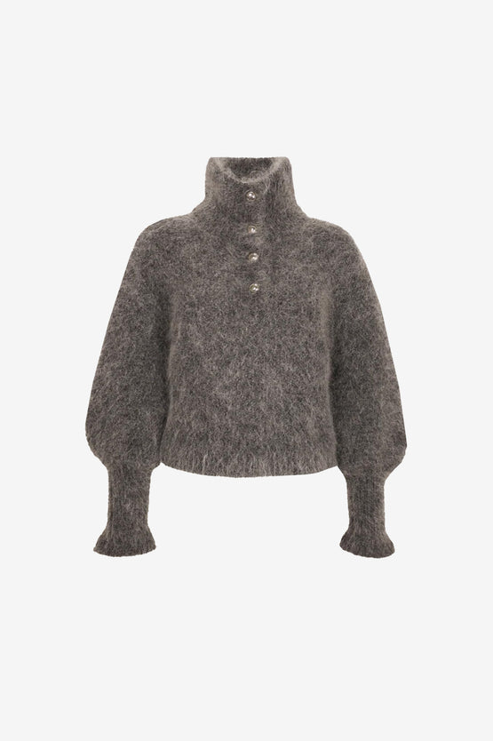 Ruby Matilda High Neck Sweater - Grey Marle