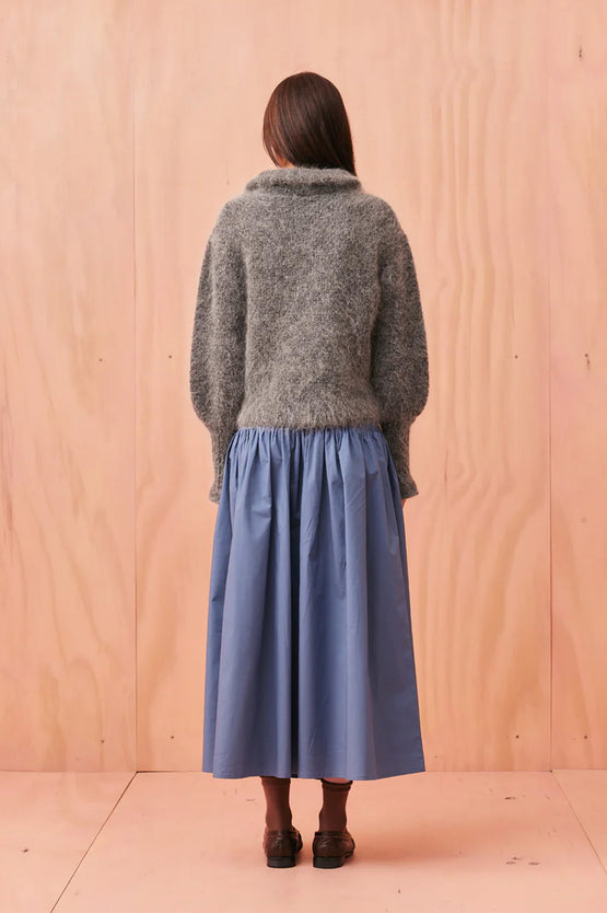 Ruby Matilda High Neck Sweater - Grey Marle