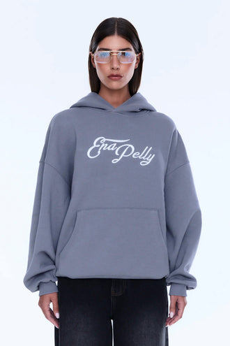 Ena Pelly Cassive Oversized Hoodie - Grey