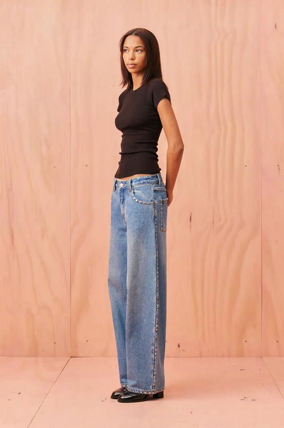 Ruby Icon Studded Jean - Midtown Blue